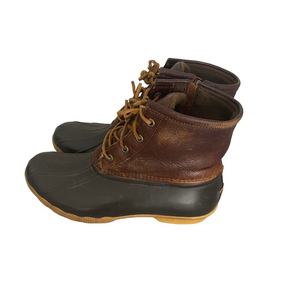 Sperry Womens Rubber Brown Black Waterproof Fall duck Boots 9 - Picture 2 of 10